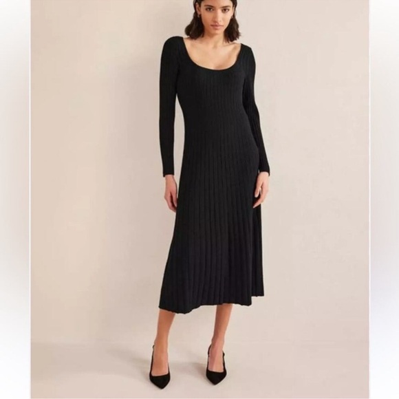 Boden Dresses & Skirts - Boden Navy Blue Scoop Neck Rib Knit Midi Sweater Dress Preppy Office Fall